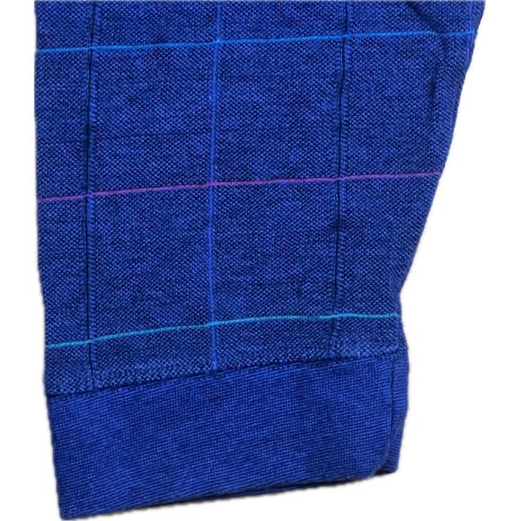 Payne Stewart Legacy Polo Shirt Blue Check Pink Logo Long Sleeve Cotton Mens L - Picture 4 of 10